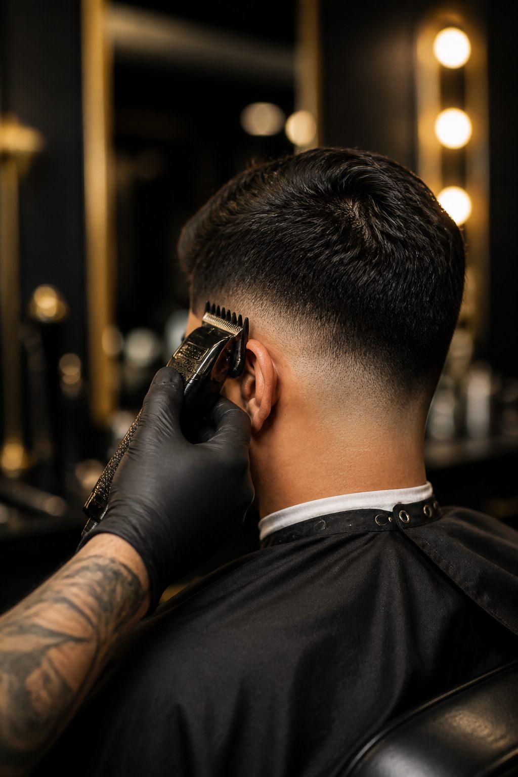 Close-up of a modern fade haircut